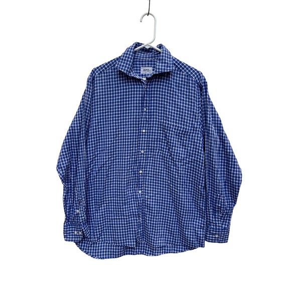 Hugo Boss blue gingham plaid button down shirt size 40‎ - Picture 1 of 7